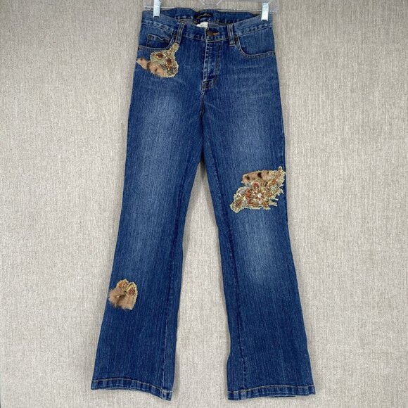 Vintage Lillie Rubin Jeans 6 Denim Flare Y2K Sequin Patch Embroidered - Picture 1 of 14